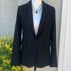 Olivaceous Striped Line Black Blazer Size L